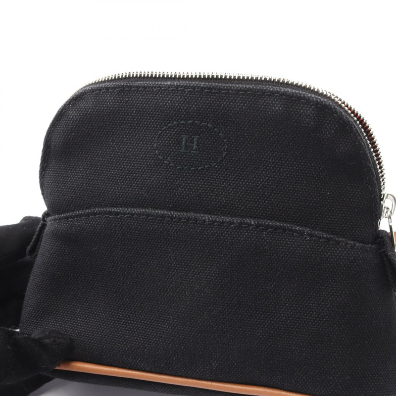 HERMES Bolide 迷你包帆布皮革黑色棕色二手女士 SHW-5