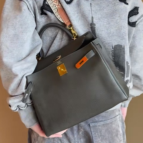 Hermès 愛馬仕 C6 橄欖綠 Togo 牛皮 Kelly 32 凱莉包 手提包 肩背包 金釦