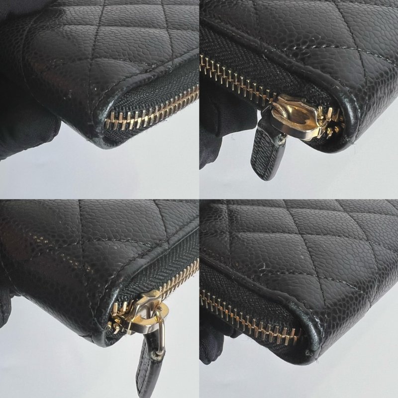 CHANEL 荔枝皮ㄇ拉長夾黑金26開-8