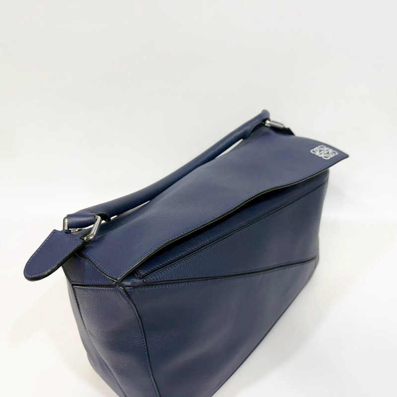 LOEWE深藍牛皮銀釦Puzzle大號手提側背包B510S19X13-4