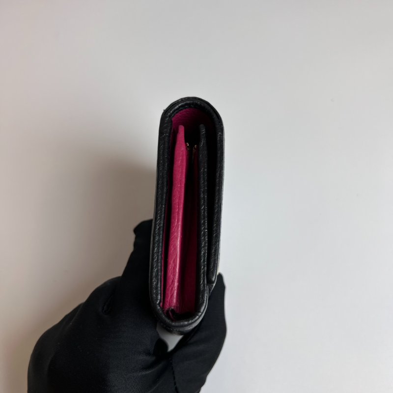 GUCCI 598587 黑金拚粉紅Marmont對開釦式中夾-3