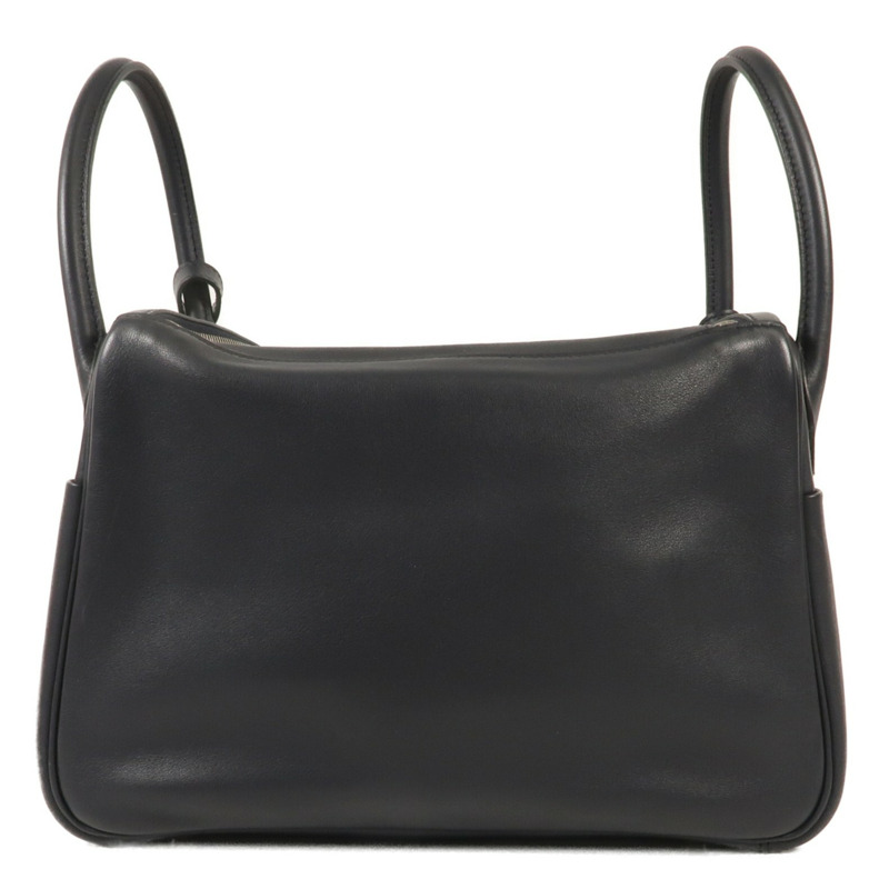 HERMES Swift皮革Lindy 30銀扣肩背袋Bleu Nuit-1