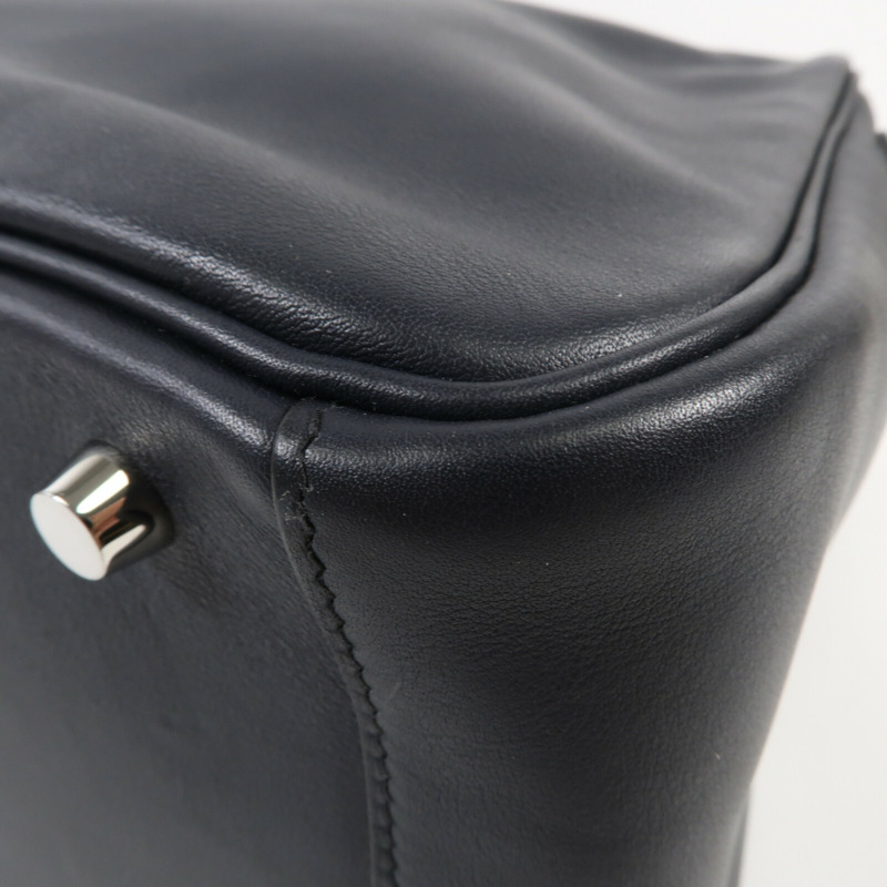 HERMES Swift皮革Lindy 30銀扣肩背袋Bleu Nuit-12