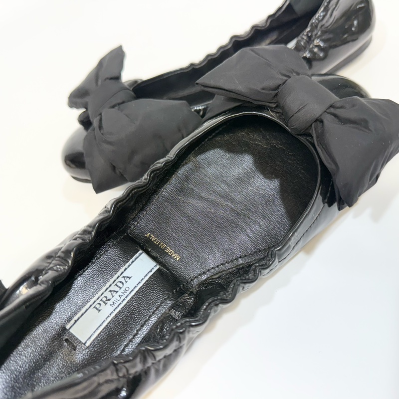parda黑色漆皮大蝴蝶結娃娃鞋-14