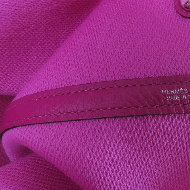 HERMES 帆布Garden Party PM銀扣手挽袋-6
