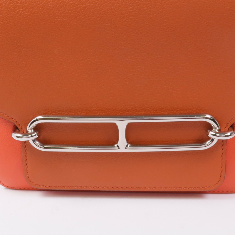 HERMES Evercolor皮革Roulis Mini銀扣肩背袋Capucine/Terre Battu-9
