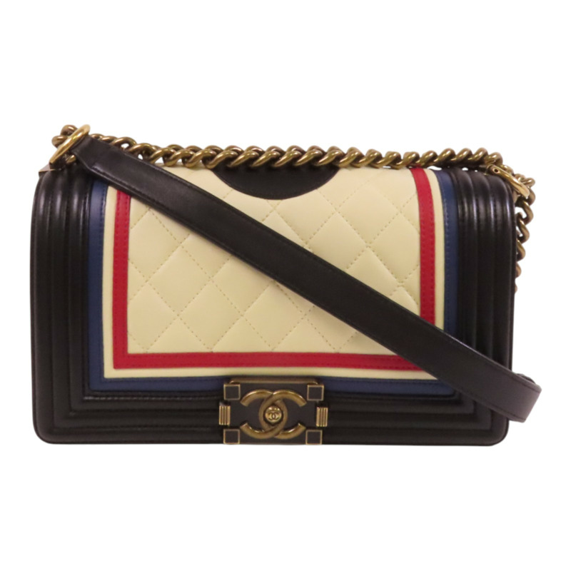 CHANEL 牛皮皮革Boy Chanel 25銀扣鏈帶肩背袋-0