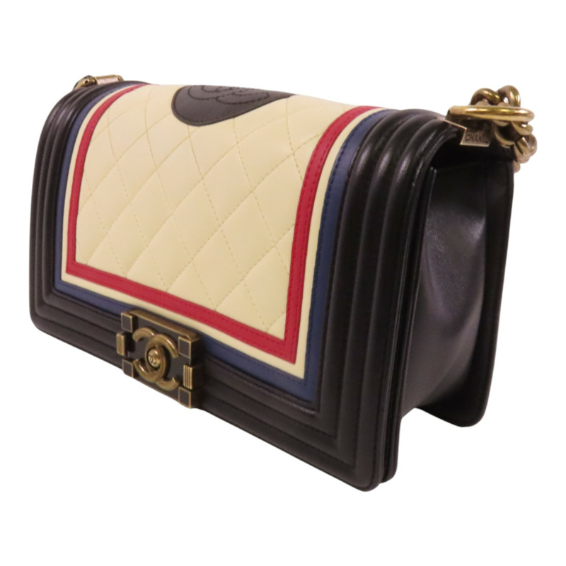 CHANEL 牛皮皮革Boy Chanel 25銀扣鏈帶肩背袋-2