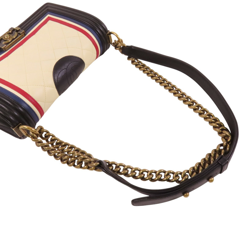 CHANEL 牛皮皮革Boy Chanel 25銀扣鏈帶肩背袋-7