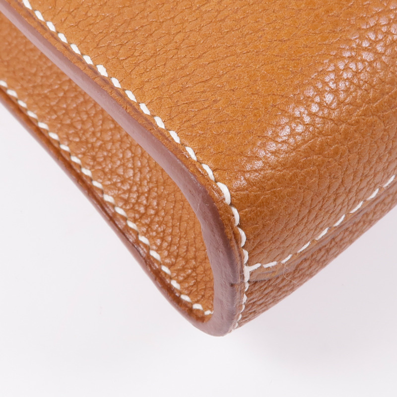 HERMES Saddle皮革Sac a Depeches 29銀扣肩背袋Gold-6