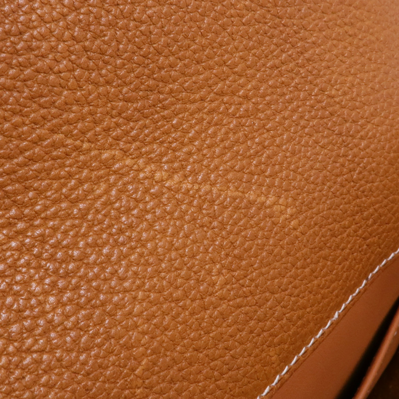 HERMES Saddle皮革Sac a Depeches 29銀扣肩背袋Gold-14