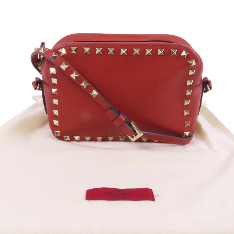 Valentino 牛皮皮革RockStuds金扣肩背袋-9