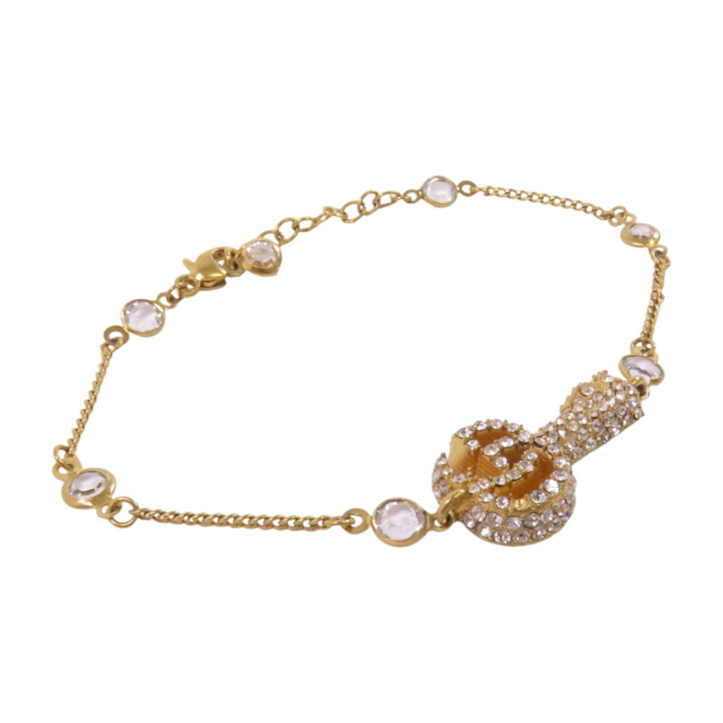 GUCCI 927純銀/水鑽Bracelet金扣項鏈#17-2