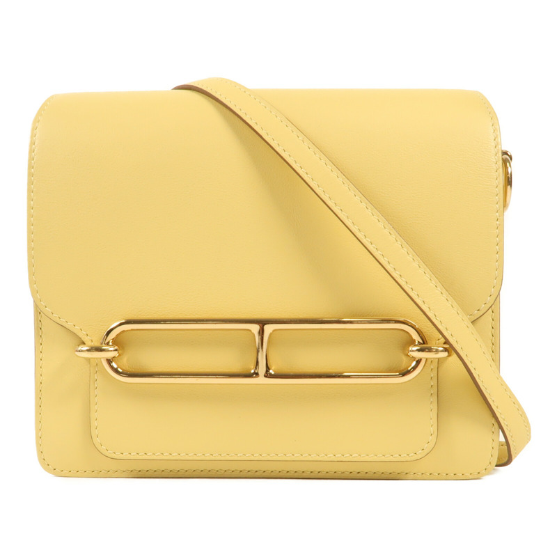 HERMES Swift皮革Mini Roulis金扣肩背袋Jaune Bourgeon-0