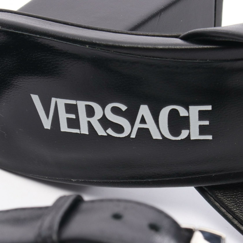 VERSACE 美杜莎高跟涼鞋 皮革 黑色 二手 女款 #36-4