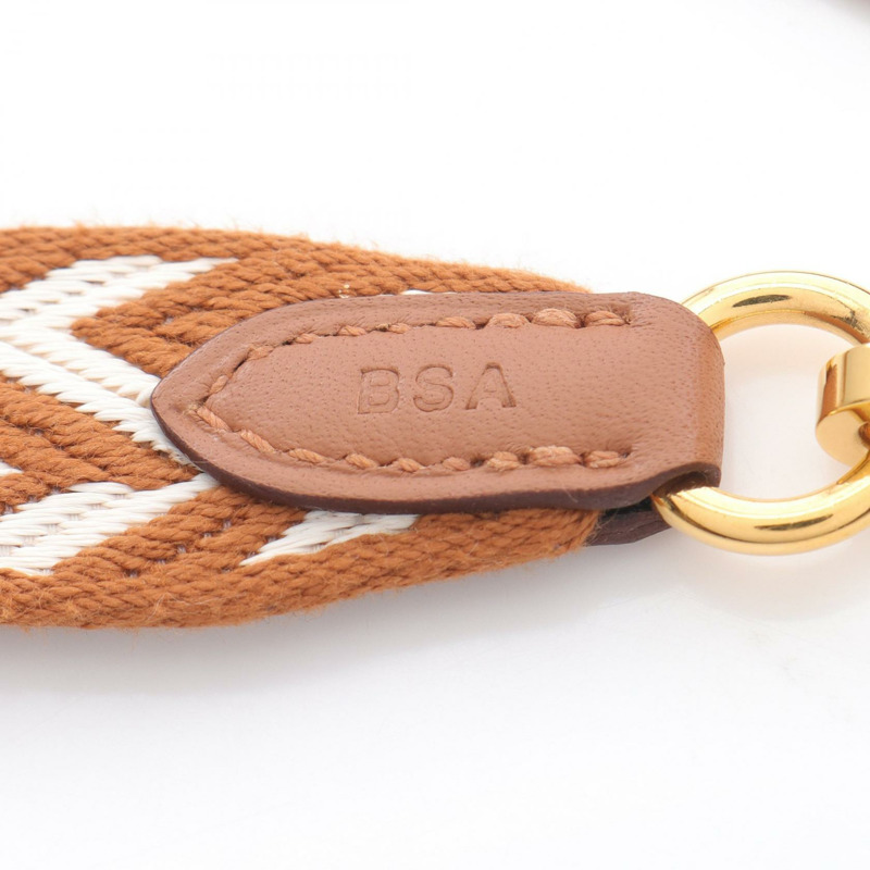 HERMES Bandouliere Sangle Zigzag 肩帶 帆布 Swift 皮革 棕色 白色-4