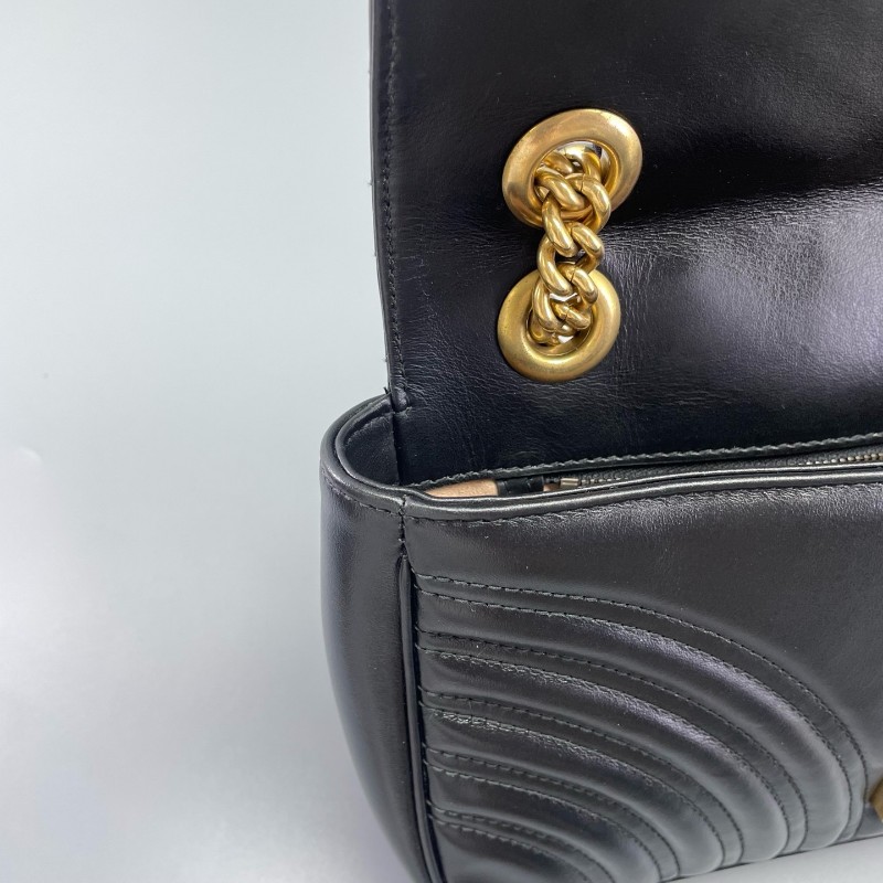 Gucci古馳女包馬蒙26Marmont 黑金 肩背包 斜背包 26*15*7cm-11