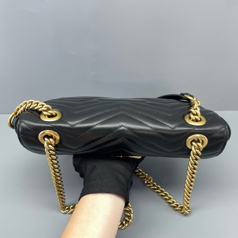 Gucci古馳女包馬蒙26Marmont 黑金 肩背包 斜背包 26*15*7cm-23