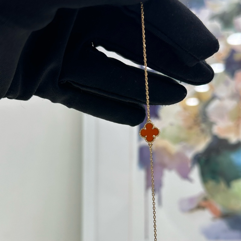 VCA 梵克雅寶小紅花手鏈,#紅玉髓 單件-3