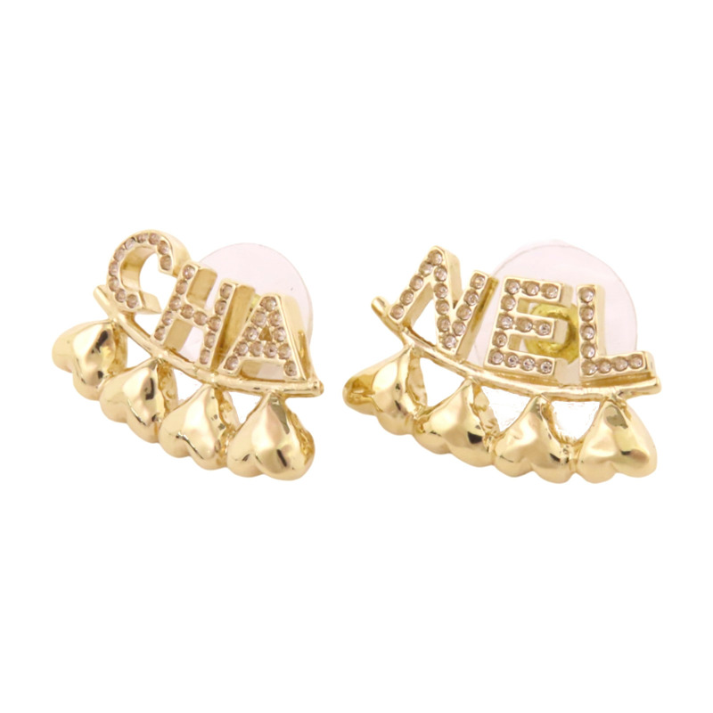 CHANEL 金屬/水鑽Chanel Earrings金扣耳環-1