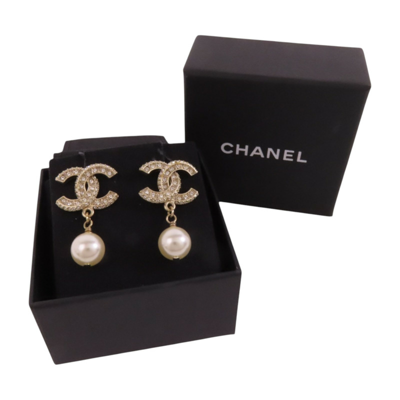CHANEL 金屬/仿珍珠/水鑽Earrings銀扣耳環-8