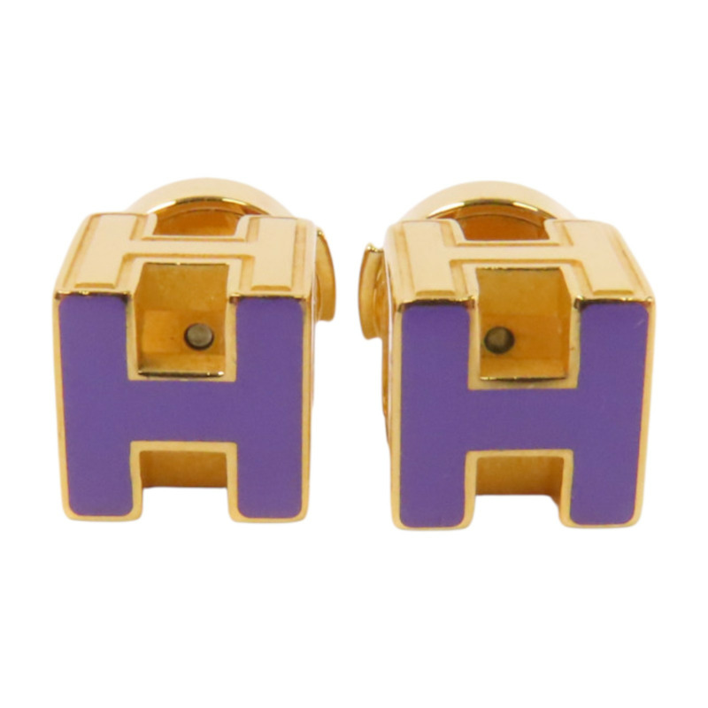 HERMES 金屬/琺瑯Caged H Earrings金扣耳環-0