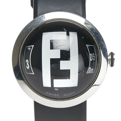 Fendi Bousra 手錶 8010G 石英機芯 黑色錶盤 不鏽鋼 橡膠 女款 FENDI