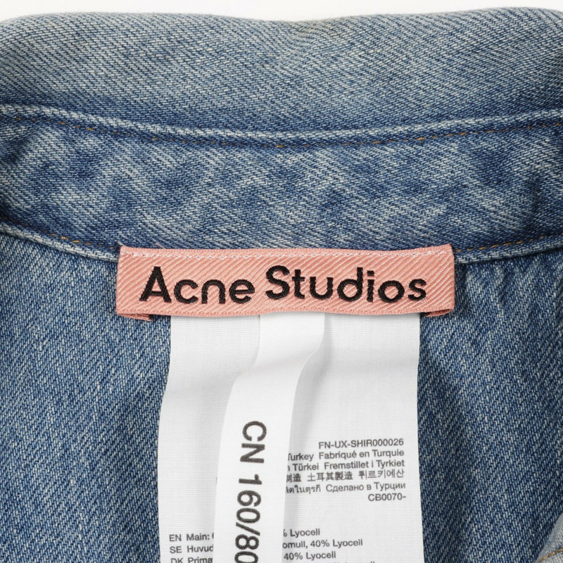 ACNE STUDIOS 牛仔襯衫棉花萊賽爾藍色二手男款 #XXS-2