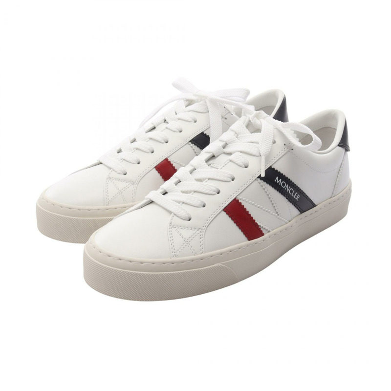 MONCLER MONACO2 運動鞋 4M00180M449600145 皮革白色紅色海軍藍全新男款 #45-0