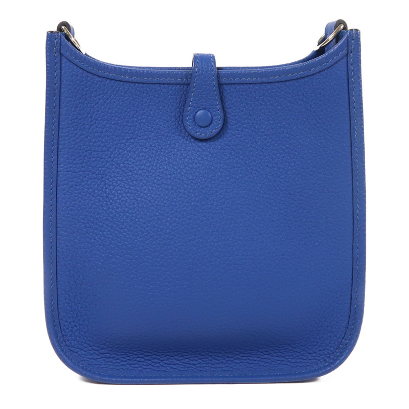 HERMES Clemence皮革Evelyne TPM銀扣肩背袋Bleu France-1