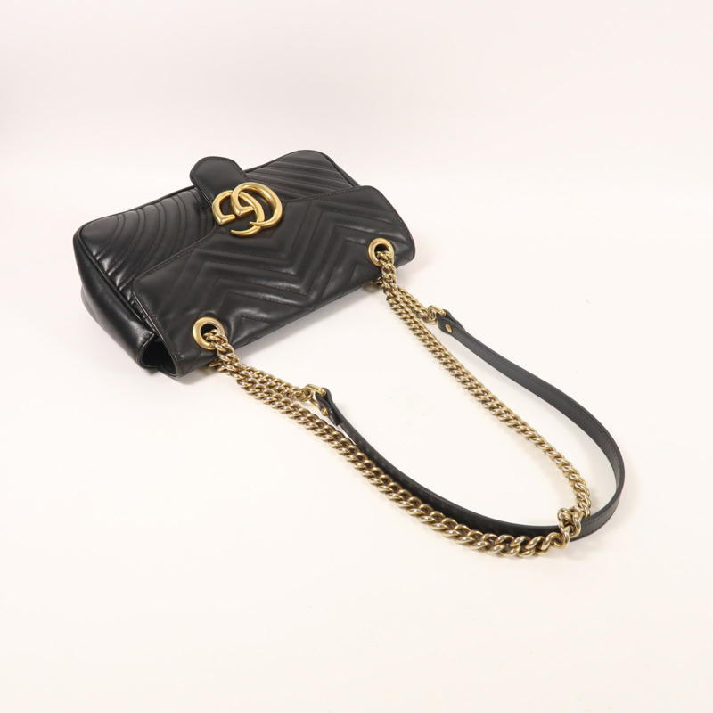 GUCCI 牛皮皮革GG Marmont金扣鏈帶肩背袋-7