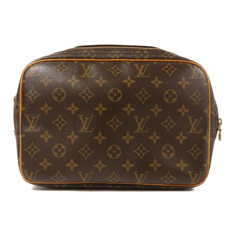 LOUIS VUITTON Monogram Reporter PM金扣肩背袋棕色-1