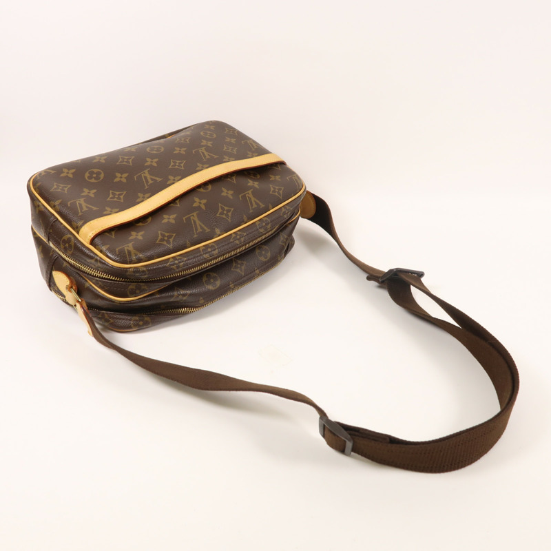 LOUIS VUITTON Monogram Reporter PM金扣肩背袋棕色-8