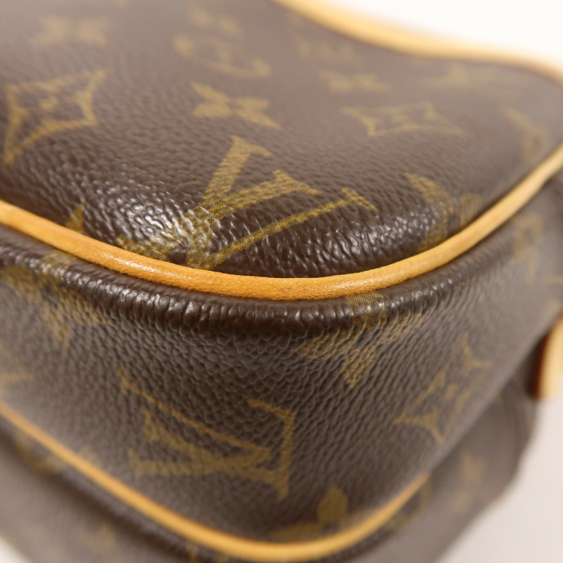 LOUIS VUITTON Monogram Reporter PM金扣肩背袋棕色-9