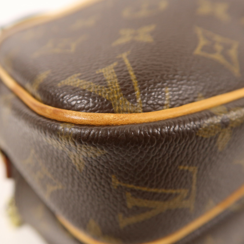 LOUIS VUITTON Monogram Reporter PM金扣肩背袋棕色-10