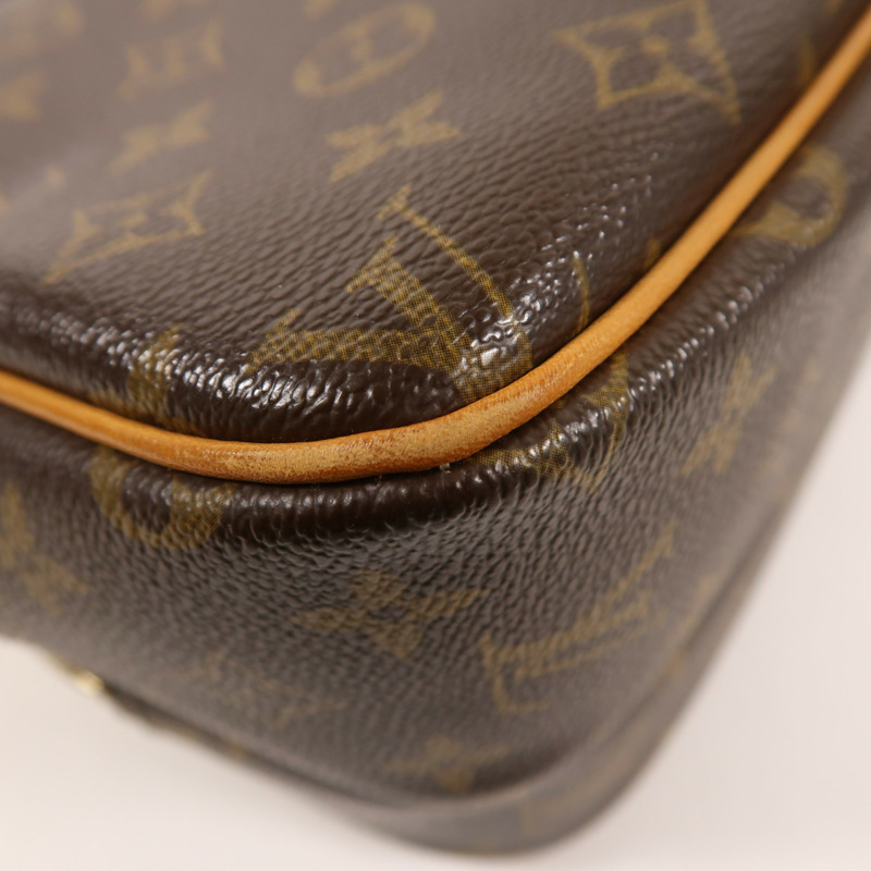 LOUIS VUITTON Monogram Reporter PM金扣肩背袋棕色-12
