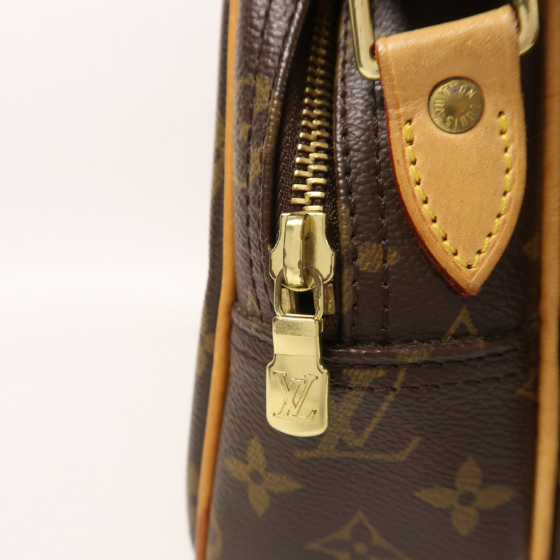 LOUIS VUITTON Monogram Reporter PM金扣肩背袋棕色-14