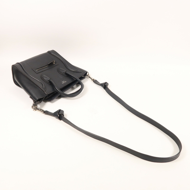 CELINE 牛皮皮革Mini Luggage銀扣手挽肩背兩用袋-7