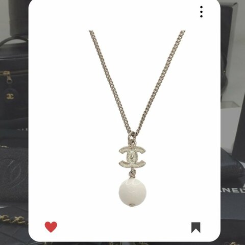 💖 9 月新品上架 🔥💖 ✨超美新到 ！香奈兒 Chanel CC 銀白閃光珠子項鍊 🔥 香奈兒熱賣款 香奈兒項鏈 CHANEL NECKLACE
