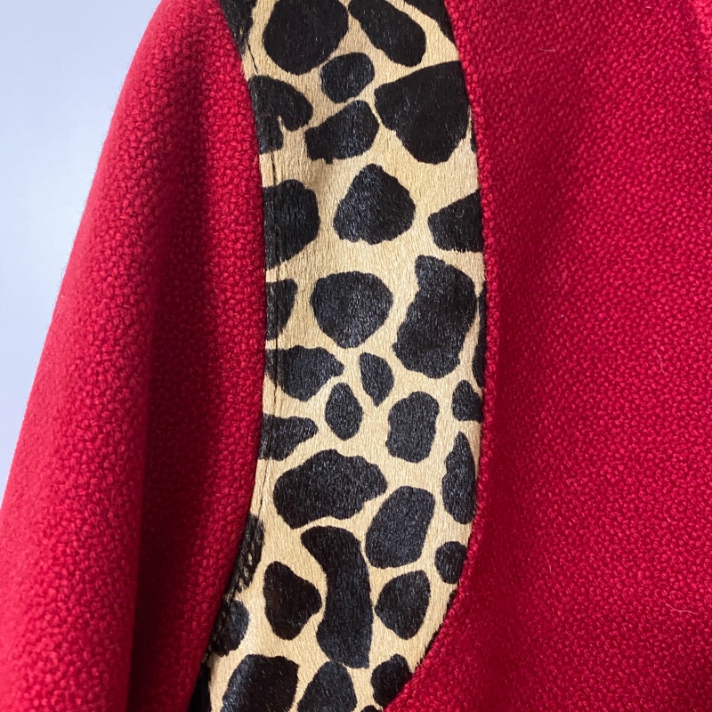 Saint Laurent Varsity Teddy Jacket 紅色豹紋外套-2