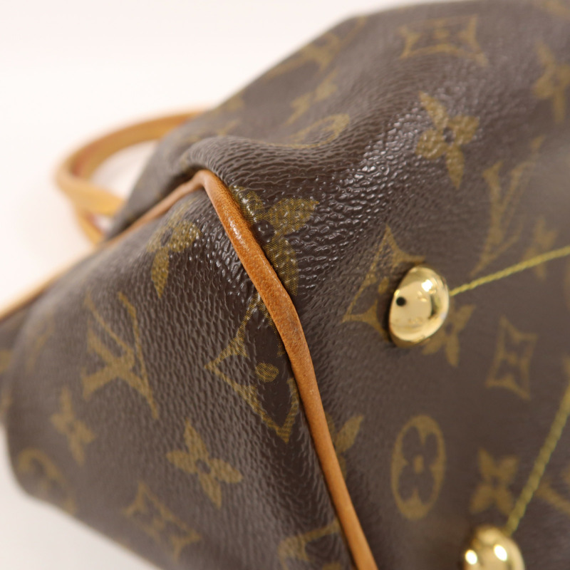 LOUIS VUITTON Monogram Tivoli PM金扣手挽袋棕色-9