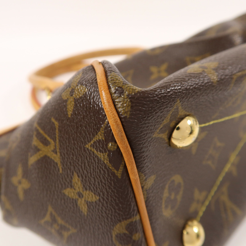 LOUIS VUITTON Monogram Tivoli PM金扣手挽袋棕色-11