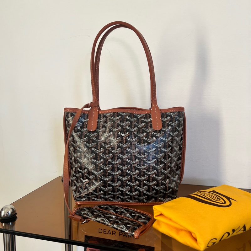 #全網最便宜#極新#超級火 Goyard 迷你Tote 托特包 焦糖色-3
