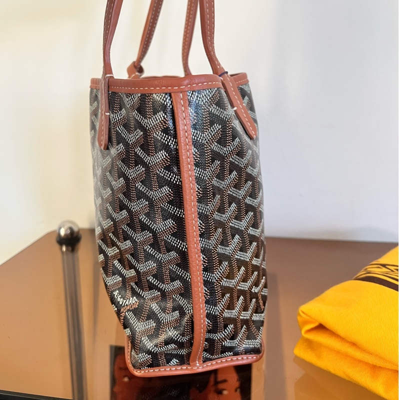#全網最便宜#極新#超級火 Goyard 迷你Tote 托特包 焦糖色-4