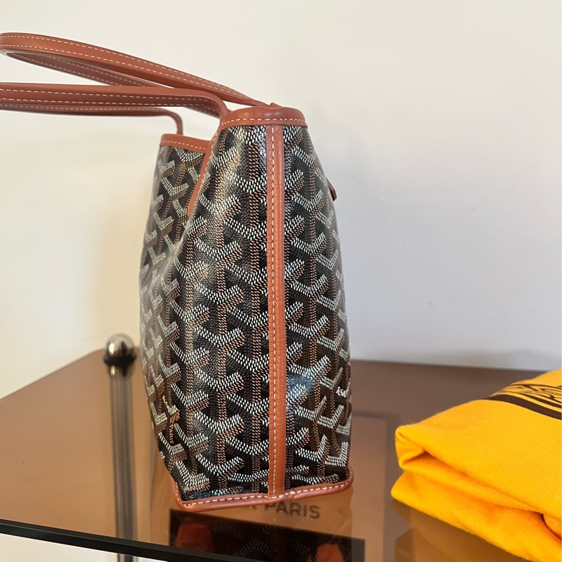 #全網最便宜#極新#超級火 Goyard 迷你Tote 托特包 焦糖色-5