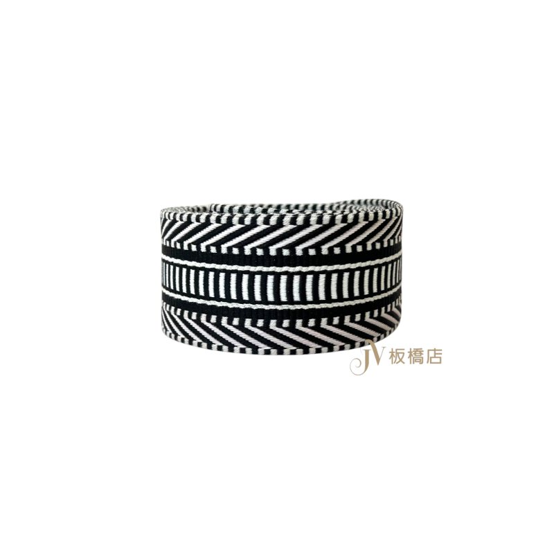 HERMES Sangle Cavale黑白寬版帆布拚色編織背帶-1