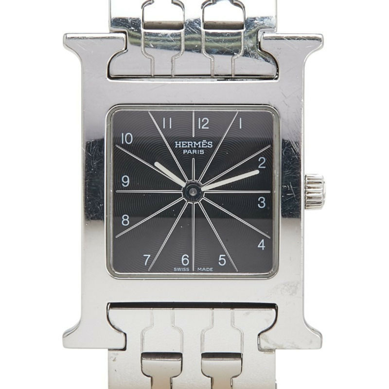 Hermès H 腕錶 HH1.210 石英錶,黑色錶盤,不鏽鋼,女士-0