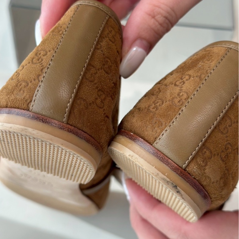 Gucci 壓紋Logo棕色芭蕾舞鞋37.5號-6