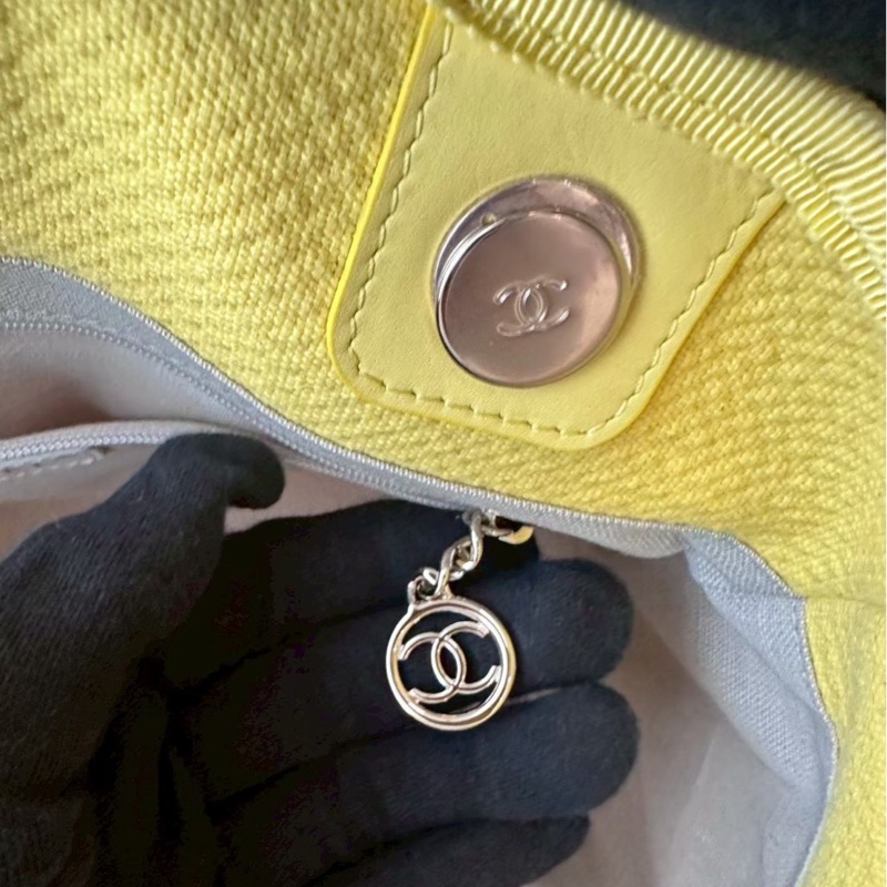 CHANEL 黃色沙灘鏈條包 芯片款-9