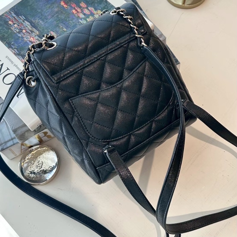 CHANEL 黑色薩爾茲堡雙肩包 全配-1